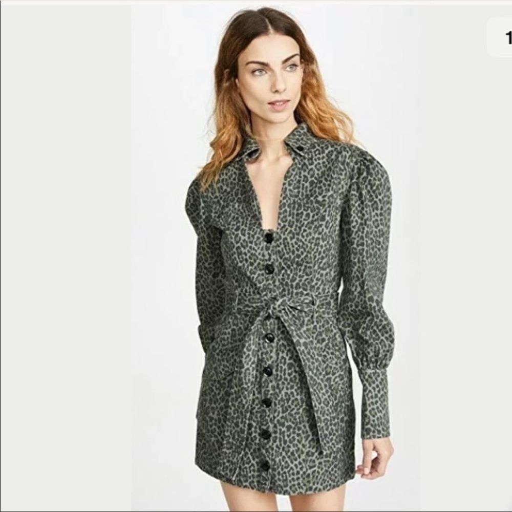 Marissa Webb Collective Green Leopard Dress Size 6